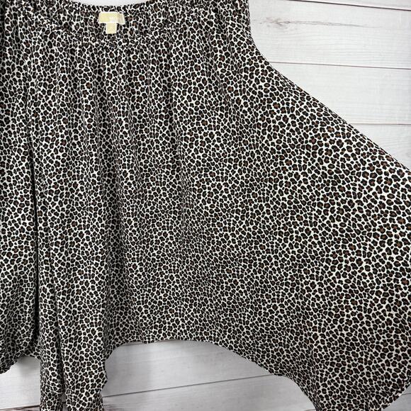 Michael Michael Kors Leopard Print Off the Shoulder Asymmetrical Hem Top Size 2X - Picture 4 of 7
